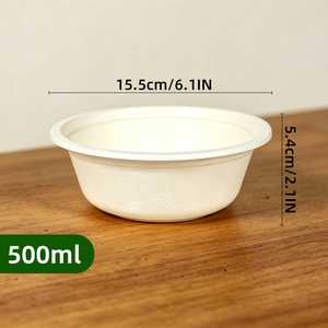 ชามชานอ้อยแบบใช้แล้วทิ้งรักษ์โลก ขนาด 500 มล. ใช้กับไมโครเวฟได้ ย่อยสลายได้ บรรจุ 50 ชิ้น/แพ็ค สำหรับอาหารงานเลี้ยง - Product Image 4