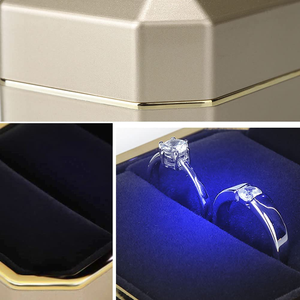 High-End Customized Leather Jewelry Box LED <b>Light</b> Square Velvet Packaging for Rings Necklaces Pendants Spray Painted - Product Image 4