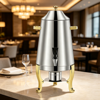 Distributeur de boissons en acier inoxydable FLEY avec couvercle, robinet et support surélevé pour service de buffet d'hôtel et de restauration