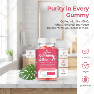 Gomitas Veganas de Colágeno AegleWell OEM ODM con Biotina, Queratina, Zinc, Vitaminas A y E, Suplemento de Belleza para el Cabello, la Piel, las Uñas y las Articulaciones - Product Image 4