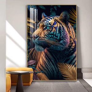 Póster de Arte Mural con Estampado de Elefante, León y Tigre, Estilo Nórdico Moderno, Pintura de Porcelana de Cristal de Lujo con Luz LED para Decoración del Hogar - Product Image 3