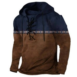 Felpa da <span class=keywords><strong>uomo</strong></span> <span class=keywords><strong>taglie</strong></span> forti con cappuccio retrò a maniche lunghe Top Casual in tinta unita con motivo autunnale Outdoor stampato in digitale - Product Image 5