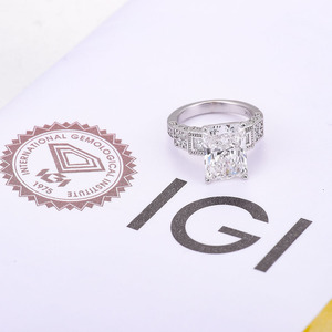 Bague en or blanc 18 carats avec diamant radiant de 3,7 carats cultivé en laboratoire, bijoux fins, bague de mariage pour femme, pour fiançailles ou cadeau - Product Image 6