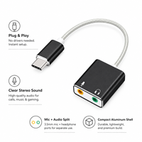 Adaptateur audio USB C vers 3,5 mm avec prise casque et microphone pour smartphone et ordinateur portable de type C