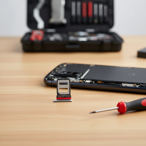 Bandeja para tarjeta SIM Xiaomi para Mi11T Mi11T Pro, inserto de metal plateado con detalles rojos, diseño de cara hacia la pantalla - Product Image 2