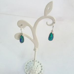 Boucles d'oreille plaqué argent, boucles d'oreille en pierre précieuse, luxueux, couleur opale, artisanat, livraison gratuite - Product Image 1