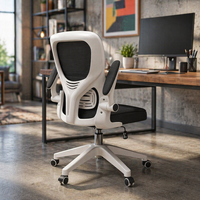 Chaise de bureau ergonomique moderne pour la maison, chaise de direction pivotante avec appui-tête réglable, accoudoirs fixes, base en plastique BIFMA