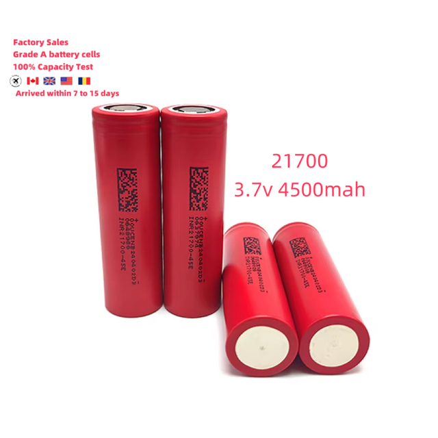 High Power INR21700 Cylindrical Lithium Ion Battery 3.7V 4500mAh 4.5Ah 6.65Wh Grade 45E Rechargeable Li-ion Cell