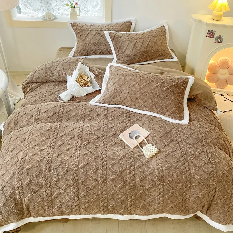 Cama de flanela macia, casa, têxtil, lã, fofo, reversível, quarto, pelúcia, casual, pelúcia, edredon, queen, microfibra, duvet, set/