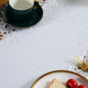 Trắng đám cưới ren hình chữ nhật Jacquard bảng runner chất lượng cao thêu cutwork bảng vải tùy chỉnh với logo - Product Image 5