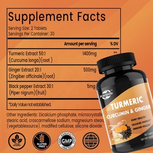Private Label OEM <b>Turmeric</b> <b>Tablets</b> with Black Pepper & Ginger <b>Curcumin</b> Supplements for Jonit and Brain Health - Product Image 4