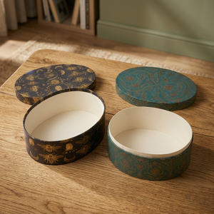 Boîtes en papier rigides ovales portables faites à la main avec motifs imprimés UV et fermeture magnétique pour cadeaux et artisanat - Product Image 3