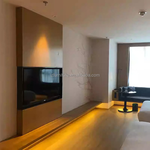 Cost-effective Hotel Bedroom Furniture Twin Room Sets <b>Solid</b> <b>Wooden</b> Bed Frame With Nightstands Side Table <b>Desk</b> TV Unit & Wardrobe - Product Image 2