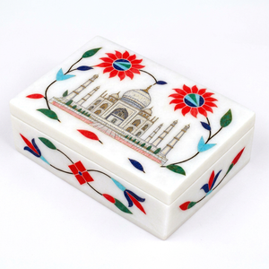 Wholesale Supply India Stonecrafts International Handcrafted Modern Yellow Marble Jewellery <b>Box</b> Intricate Floral Designs for - Product Image 2