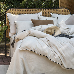 Juego de Ropa de Cama de Algodón y Lino, 20% Lino, Jacquard, Color Sólido, Transpirable, para Uso Doméstico, 4 Piezas, Estilo Sábana - Product Image 5