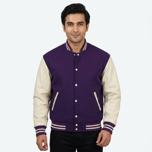 Blousons universitaires pour hommes en gros, broderie personnalisée, écussons en chenille, service OEM ODM, toile écologique sur mesure - Product Image 1