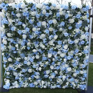 Floral wall background 8 feet x 8 feet pink roses or blue simulated decorative flower wall