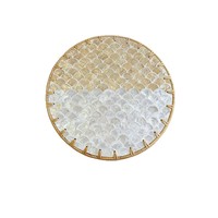 Sous-verre isolant thermique en rotin tressé, style nordique chinois, motif coquillage peint, anti-brûlure, pour table basse et dessus de table