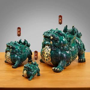 대형 현대식 황동 조각 코끼리상 녹색 파티나 중국 설날 동물 테마 조각상 다이컷 풍수 장식품 - Product Image 3