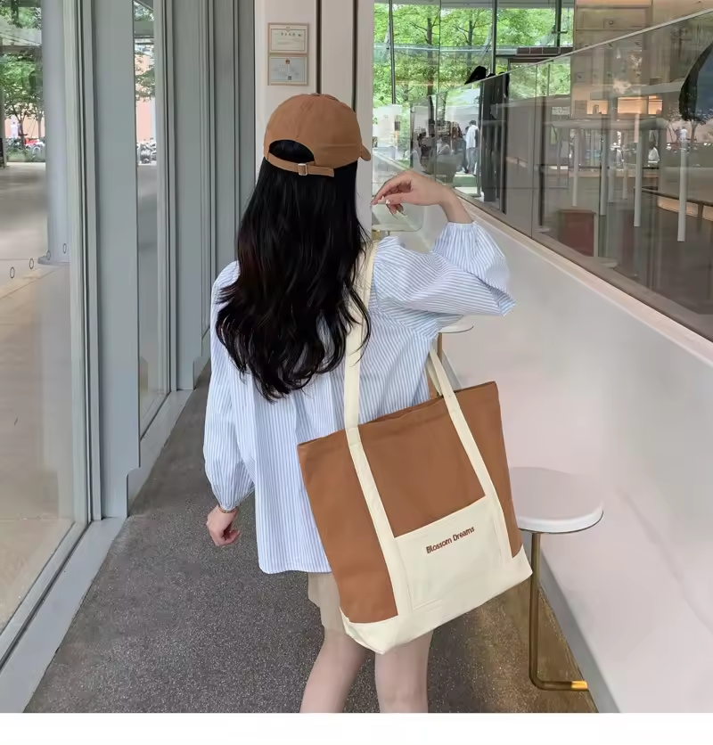 custom canvas tote bag string shopping wholesale reusable bag cotton black and white small tote bag canvas
