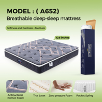 Matelas de luxe confortable orthopédique Queen/King Size compressé avec ressorts ensachés et mousse à mémoire de forme pour hôtel