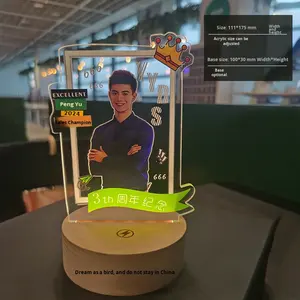 {Diy} Navigator Bunny Creative Luminous Eco-friendly Trofeo Grabado personalizado para empleados sobresalientes Retrato de luz nocturna - Product Image 6