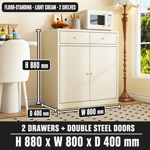 New Modern <b>Sideboard</b> Cold Rolled Steel Storage Cabinet Two Drawers Adjustable Shelves Kd Structure <b>for</b> Dining Living Room - Product Image 2
