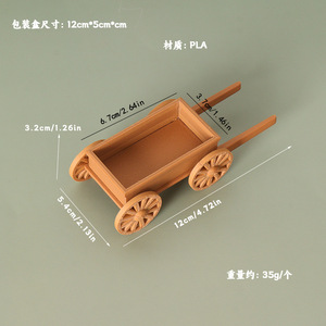 Chariot miniature de simulation pour maison de poupée, transporteur de briques en bois, véhicule de transport de travailleurs, modèle de scène de ferme miniature - Product Image 6