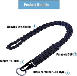 Ngoài trời ID thẻ Paracord Vòng cổ huy hiệu chủ máy ảnh Wallet phím còi dây đeo bện <span class=keywords><strong>Keychain</strong></span> Paracord Dây buộc - Product Image 4