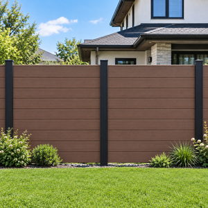 Panneaux de clôture WPC avec cadre en aluminium, panneaux composites modernes pour jardin, cour arrière, extérieur, OEM/ODM - Product Image 4