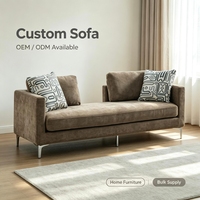 Chaise longue moderne capitonnée en chenille, 77,5 pouces de large, convertible en lit, avec coussins de dossier, pour chambre et salon, couleur taupe