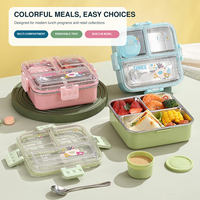 Boîte à lunch pour enfants, école, bureau, maison, avec logo personnalisé OEM, plateau amovible en acier 304, grande capacité, 3 compartiments, passe au lave-vaisselle