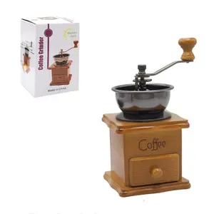 Кофейные изделия, другие аксессуары, ручная деревянная винтажная мельница для кофейных зерен, регулируемая старая кофемолка