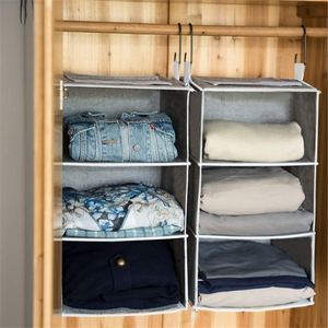 Detachable 3 Shelf Hanging Closet Organizers Collapsible Closet Hanging Shelves for Clothes and <b>Shoes</b> Canvas Gray - Product Image 5