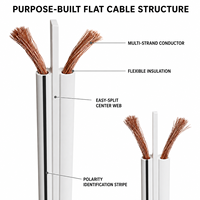 Cable de Altavoz Plano y Delgado de PVC OEM ODM, 8-28AWG 0.2-10mm, Cable de Audio Flexible de 2 Núcleos para Cine en Casa y HiFi