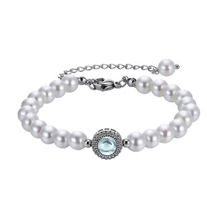 Pulsera de Perlas Dinle con Piedra de Aguamarina Grado AAA, Engaste en Bisel, para Uso Diario - Product Image 2