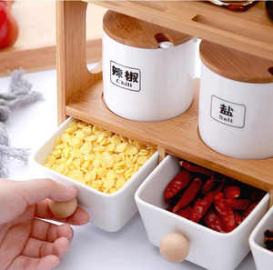 Étagère de rangement à épices à double niveau en bambou écologique personnalisable pour la <span class=keywords><strong>cuisine</strong></span> - Product Image 3