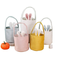 Paniers de Pâques Lapin 2023 en tissu peluche avec attaches, multicolores, 13x14,5cm, design moderne pour décorations de Pâques pour enfants