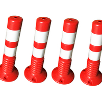 Poteau de délimitation routière flexible réfléchissant prismatique haute intensité orange-rouge de 75 cm, barrière de sécurité routière en plastique pour stationnement