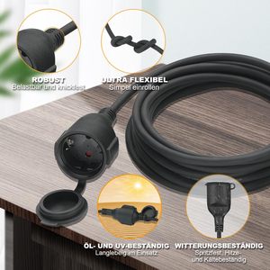 Câble d'extension étanche <span class=keywords><strong>avec</strong></span> prise Schuko EU, 3x1,5 mm², cuivre pur, câble d'alimentation extérieur <span class=keywords><strong>avec</strong></span> gaine en PVC - Product Image 4