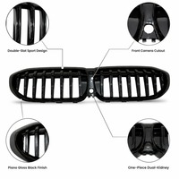 Calandre avant noire brillante pour BMW Série 3 G28, style OE double lamelles en ABS avec trou pour caméra, pièce de rechange 51138072086