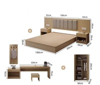 Mobilier d'hôtel à usage commercial, ensemble complet pour chambre standard, sur mesure, en cuir véritable, pour appartement et gîte, simple/double, spécifique au type de chambre