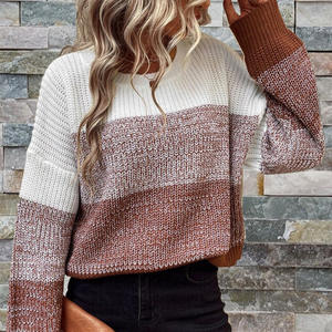 Automne hiver femmes pull rayé pull pour <span class=keywords><strong>Amazon</strong></span> vente chaude tout match haut tricoté mode européenne américaine - Product Image 1