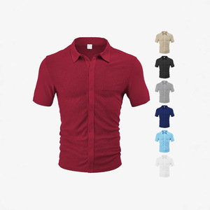 Ropa Masculina Transfronteriza Europea y Americana, Envío TK, Cárdigan de Verano Holgado y Transpirable con Cuello Camisero, Tejido Jacquard - Product Image 2