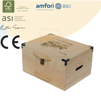 Boîte à vin en bois premium pour 6 bouteilles avec poignée en corde, coffret en pin de luxe pour emballage de cave à vin, cadeau de Noël pour entreprise