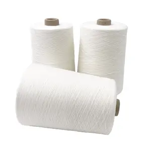 Fils de coton brut textile polyester 20s/1 tissage et tricotage fil blanc teint et brut fil mélangé de polyester de coton