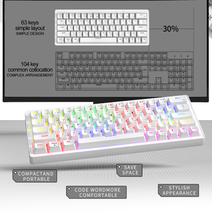 ZA63 Customized Hot Swappable <b>USB</b>-C RGB Backlit 63Keys Mini Wired 2.4G Wireless Gaming Mechanical <b>Keyboard</b> Office Laptop ZIFRIEN - Product Image 4