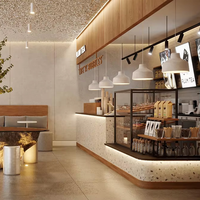 Décoration intérieure moderne pour café, mobilier, tables, chaises, comptoir, solution complète pour la conception de café et de pâtisserie
