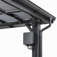 Système de carport solaire étanche à quatre poteaux de 10 kW pour deux voitures, avec panneaux solaires monocristallins et onduleur hybride/raccordé au réseau