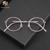 81043 Monture de lunettes optiques en acétate et titane de bonne qualité pour hommes et femmes, montures de lunettes rondes en titane, vente en gros